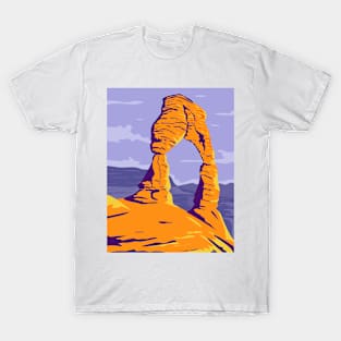 Delicate Arch Freestanding Natural Arch in Arches National Park Moab Grand County Utah WPA  Poster Art Color T-Shirt